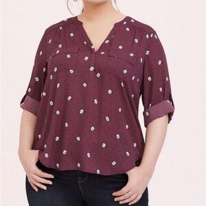 Torrid Harper novelty pug Printed pop over Blouse 0 large